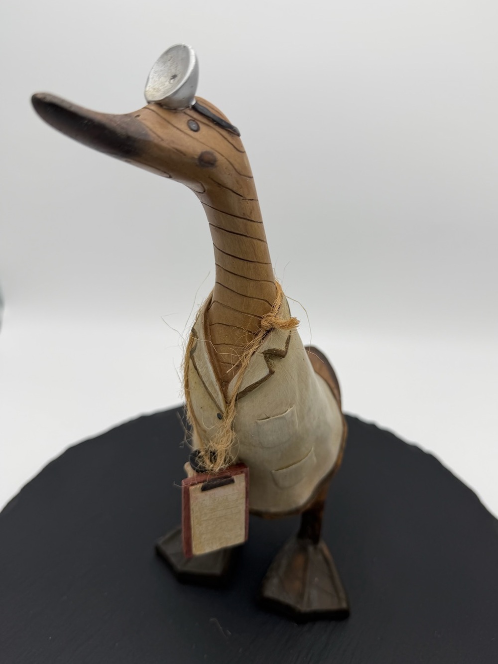 Hand Carved Wooden Doctor Duck Figurine Folk Art Decor
